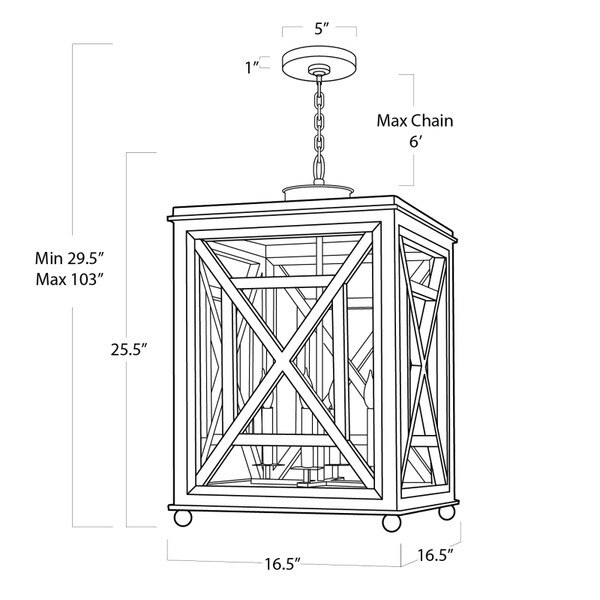 Wood Lattice Lantern Line Drawing